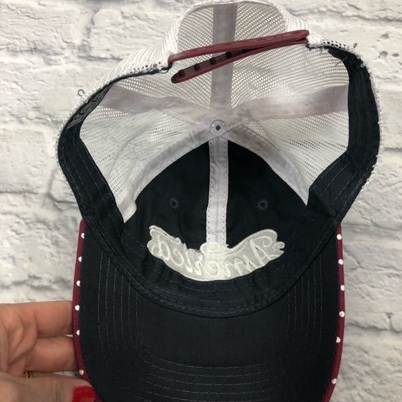 America USA Ball cap Adjustable Polka Dot Gray Burgundy Mesh snap back - Picture 4 of 10